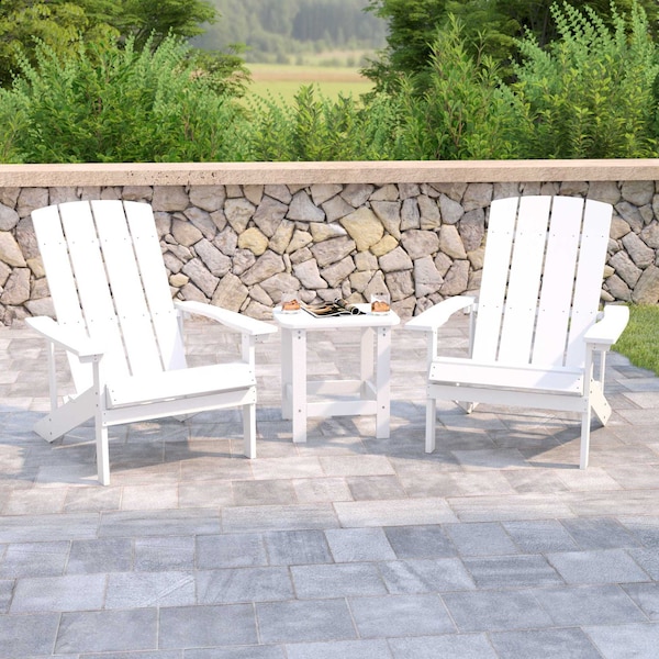 Flash Furniture White Adirondack Side Table and 2 Chair Set JJ-C14501-2-T14001-WH-GG - main